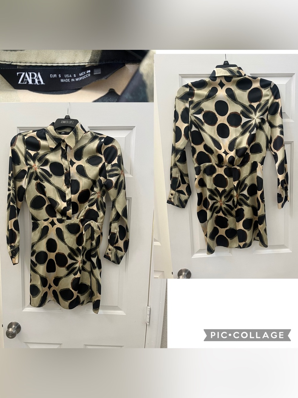 Zara abstract print mini long sleeve dress